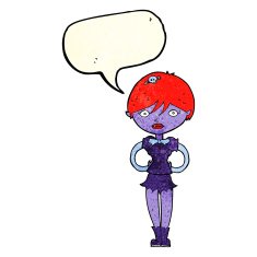cartoon pretty vampire girl with speech bubble N9