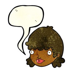 cartoon staring girl with speech bubble N3