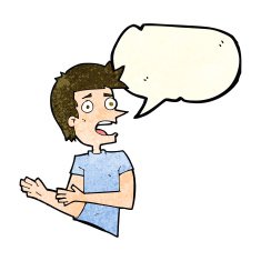 cartoon stressed man with speech bubble N23