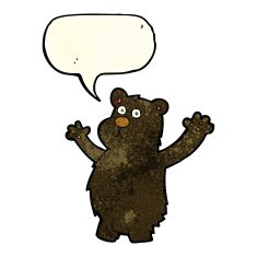 cartoon funny black bear with speech bubble N3