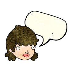 cartoon staring girl with speech bubble N4