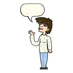 cartoon woman wearing spectacles with speech bubble N11
