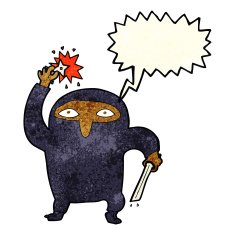 cartoon ninja with speech bubble N4