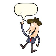 cartoon man with idea speech bubble N35