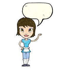 cartoon maid with speech bubble N13