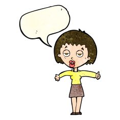 cartoon bored woman with speech bubble N11