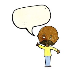 cartoon bald man with idea speech bubble N6