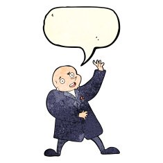 cartoon mad scientist with speech bubble N4