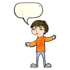 cartoon annoyed boy with speech bubble N13