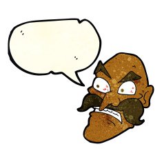 cartoon angry old man with speech bubble N41