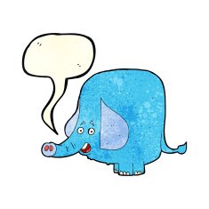 cartoon funny elephant with speech bubble N5