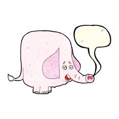 cartoon pink elephant with speech bubble N2