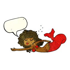 cartoon mermaid with speech bubble N18