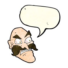 cartoon angry old man with speech bubble N42