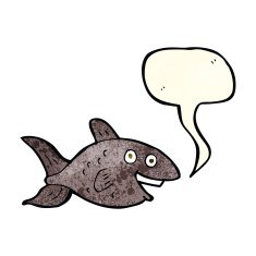 cartoon fish with speech bubble N24