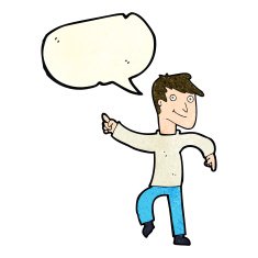 cartoon happy man pointing with speech bubble N22