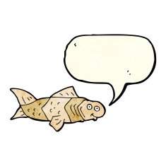 cartoon funny fish with speech bubble N5