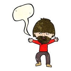 cartoon happy man with beard speech bubble N12