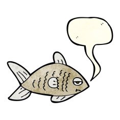 cartoon funny fish with speech bubble N6