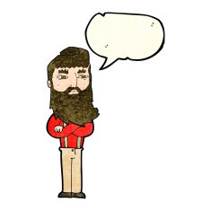 cartoon serious man with beard speech bubble N6