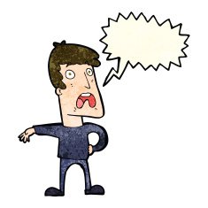 cartoon complaining man with speech bubble N4