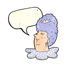 cartoon queen head with speech bubble N4