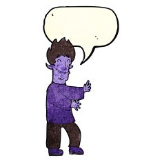 cartoon excited vampire with speech bubble N3
