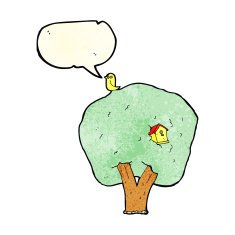 cartoon tree with birdhouse speech bubble N2