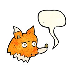 cartoon unhappy fox with speech bubble N2
