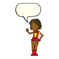 cartoon cool girl with speech bubble N9
