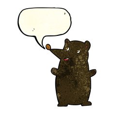 funny cartoon black bear with speech bubble N8