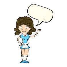 cartoon maid with speech bubble N15