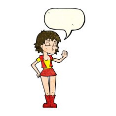cartoon cool girl with speech bubble N10