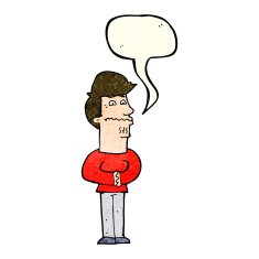 cartoon nervous man with speech bubble N44