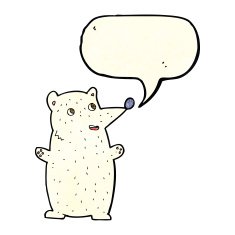 funny cartoon polar bear with speech bubble N9