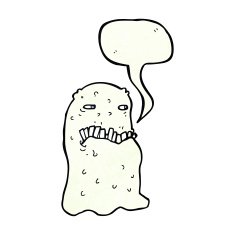 cartoon gross ghost with speech bubble N15