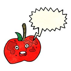 cartoon apple with speech bubble N12
