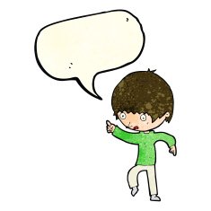 cartoon worried boy pointing with speech bubble N4