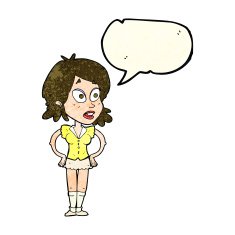 cartoon woman with hands on hips speech bubble N65