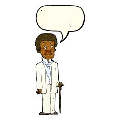 cartoon unhappy gentleman with speech bubble N4