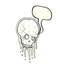 cartoon scary skull with speech bubble N6