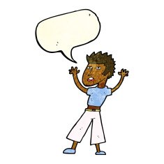 cartoon man panicking with speech bubble N19