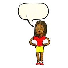 cartoon woman with hands on hips speech bubble N67