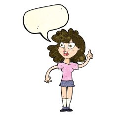 cartoon woman making point with speech bubble N8