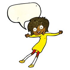 cartoon crazy excited girl with speech bubble N3