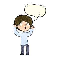 cartoon frightened man with speech bubble N23