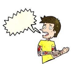 cartoon man with tattoos speech bubble N4