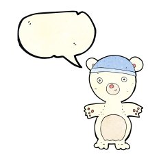 cartoon cute polar bear with speech bubble N23