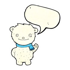 cartoon cute polar bear with speech bubble N24