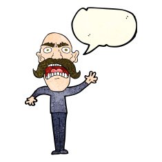 cartoon angry old man with speech bubble N45